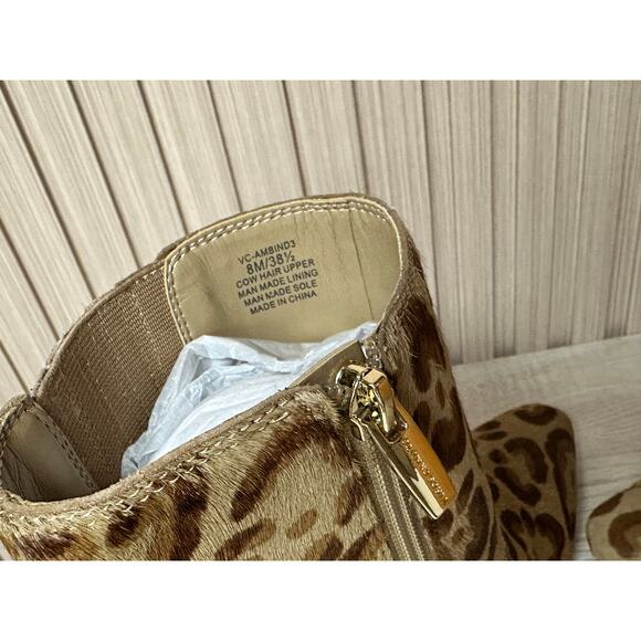 Vince Camuto Womens Ambind Ankle Boots Stiletto Cow Hair Leopard Zip Up 8M - Picture 12 of 15